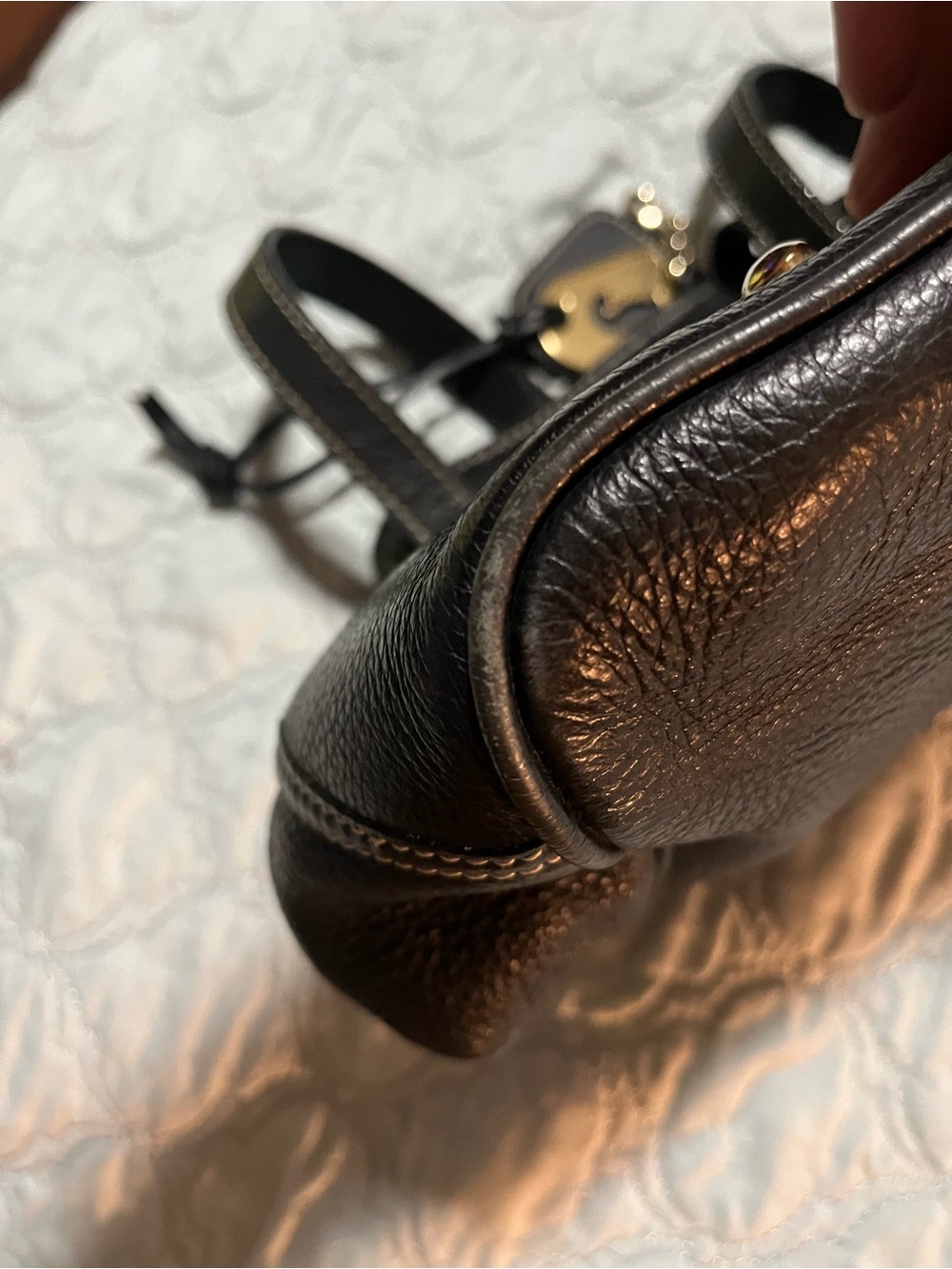 Dooney & Bourke Black Pebbled Leather Double-Handle Shoulder Bag - Picture 9 of 11